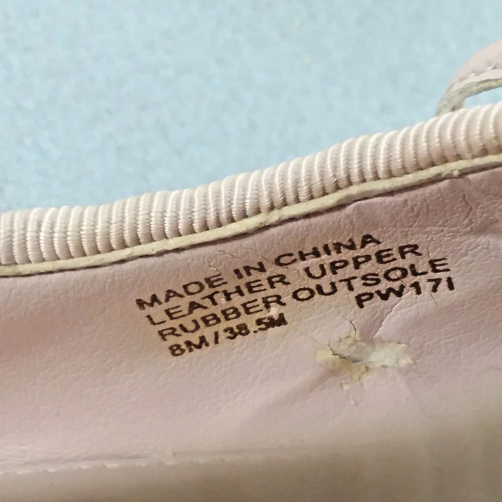 Michael Kors Gia Ballet Flats Pink  pearls bow slip on leather Womens Sz 8 Chic
